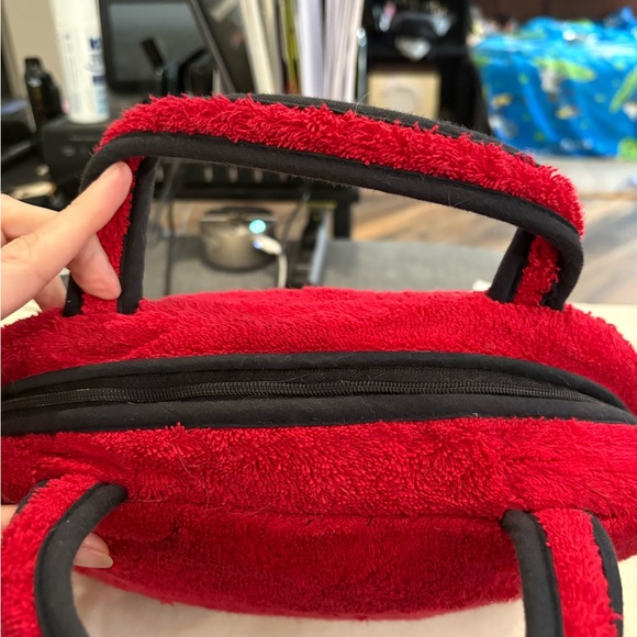 Dior Red Plush Mini Bag with Black Logo - Picture 4 of 7